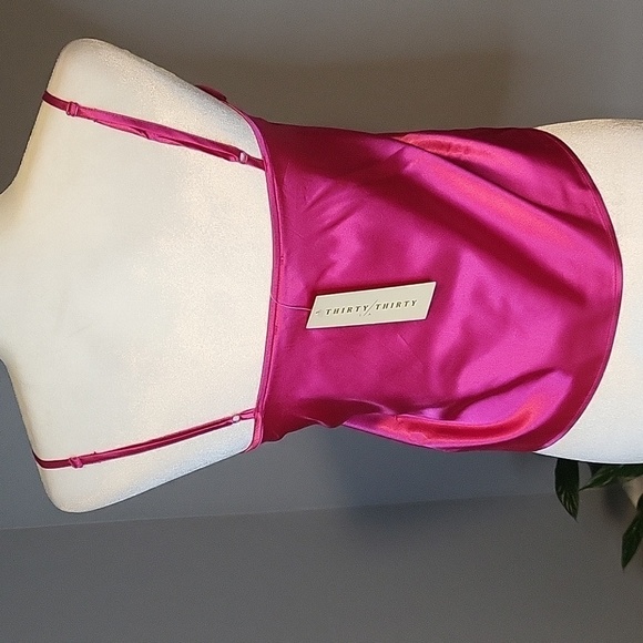 Thirty Thirty Pink Satiny Pullover Camisole with Fabric Floral Detail - Size S - Picture 3 of 9